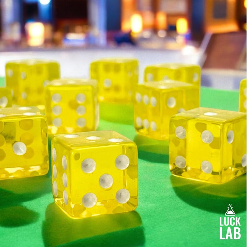 Luck Lab 10 Piece 19 mm Dice Pack - Acrylic and Translucent D6 Dice, Square w/Rounded Edge for Casino, Craps, RPG MTG DND Dice Table Games and Board Games (Yellow) - Image 5